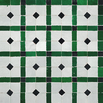 Mosaic House Moroccan tile Madison 1-10-6 White Green Black  zellige, mosaic, zellij, field, pattern, glaze, classic 